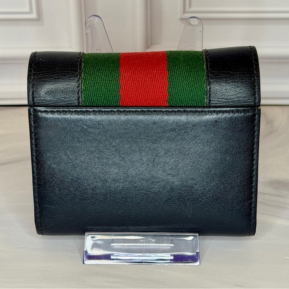 Gucci Sylvie Compact Trifold Wallet Black Leather | Sherry Line - Picture 2 of 8